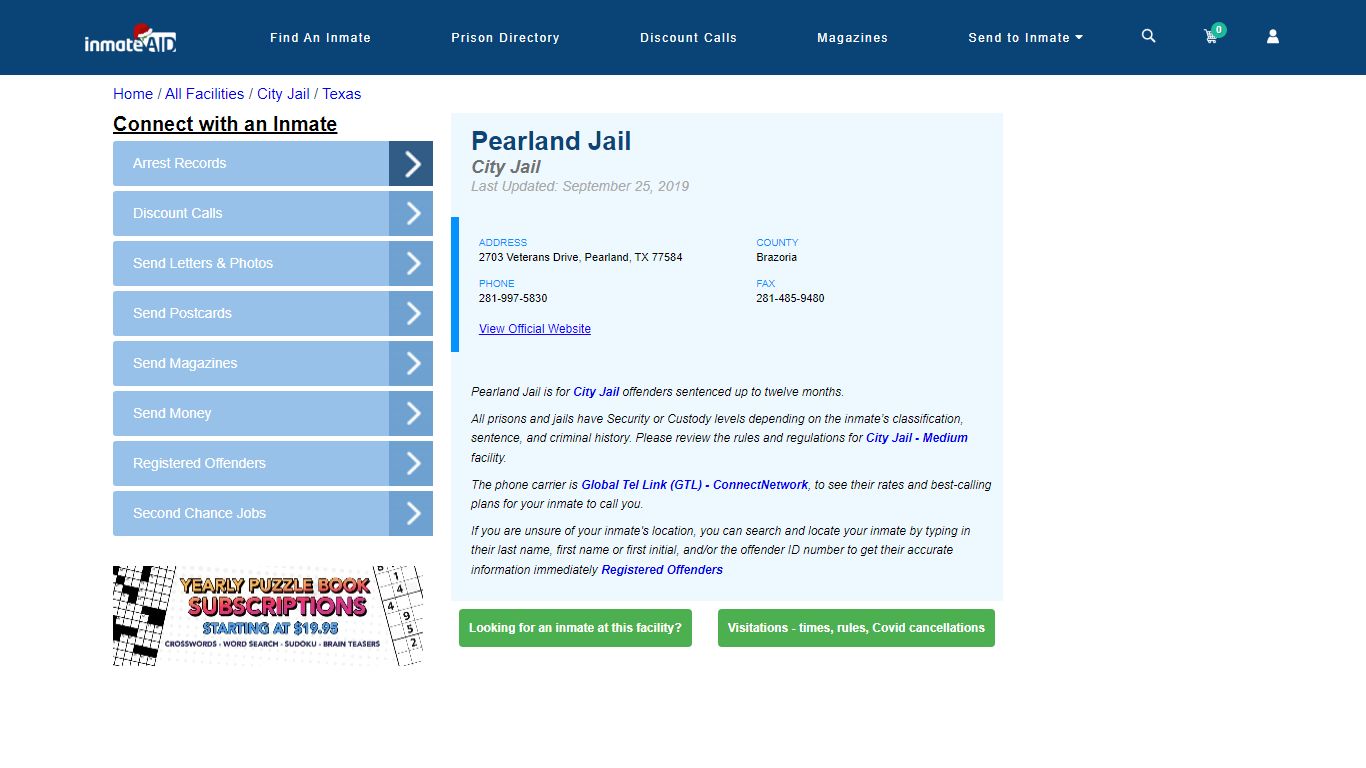 Pearland Jail | Inmate Locator